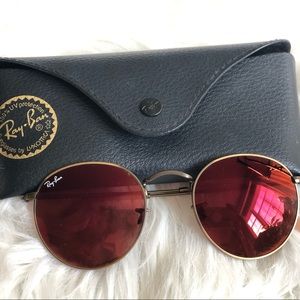 Authentic Red Round Ray-Ban Sunglasses